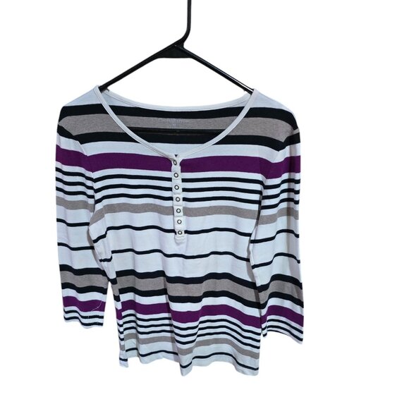 croft & barrow Tops - Croft & Barrow Striped Top With Snap Front